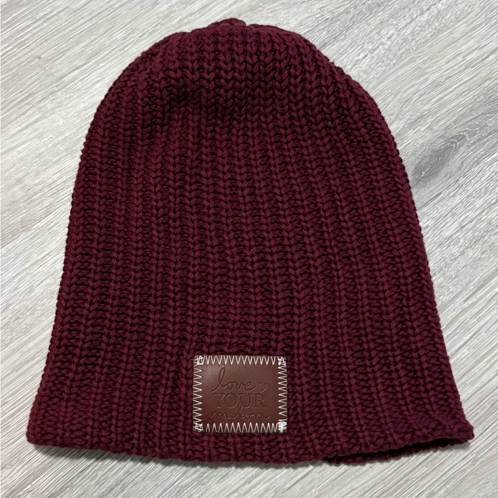Love Your Melon Maroon Burgandy Slouch Beanie Hat 100% Cotton
